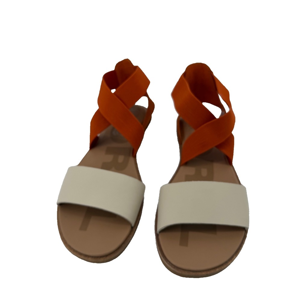 Sorel‎ Leather Sandals Women's US 9 Ella II Orange White Comfort Flat Sandals
